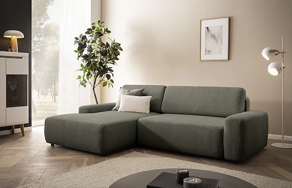Home affaire Ecksofa »TORGE (264cm), Schlafsofa in Cord, Samtvelours o Stru günstig online kaufen