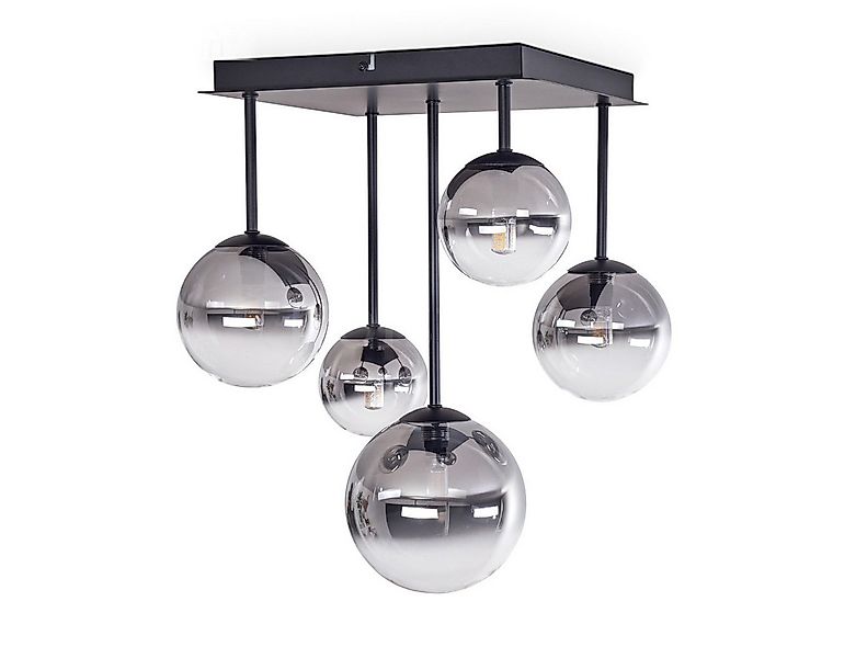 hofstein Deckenleuchte Deckenlampe aus Metall/Glas in Schwarz/Rauchfarben/K günstig online kaufen