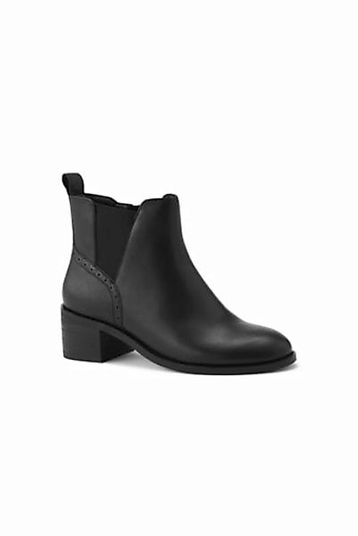 Chelsea-Boots mit Blockabsatz, Damen, Größe: 37 Weit, Schwarz, Leder, by La günstig online kaufen
