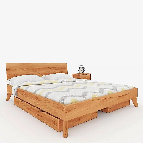 Schubkastenbett aus Kernbuche Massivholz 35 cm Fußteil günstig online kaufen