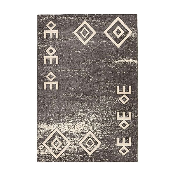 MeGusta Kurzflor Teppich EthnoDesign Grau 200x290 cm Rocío günstig online kaufen