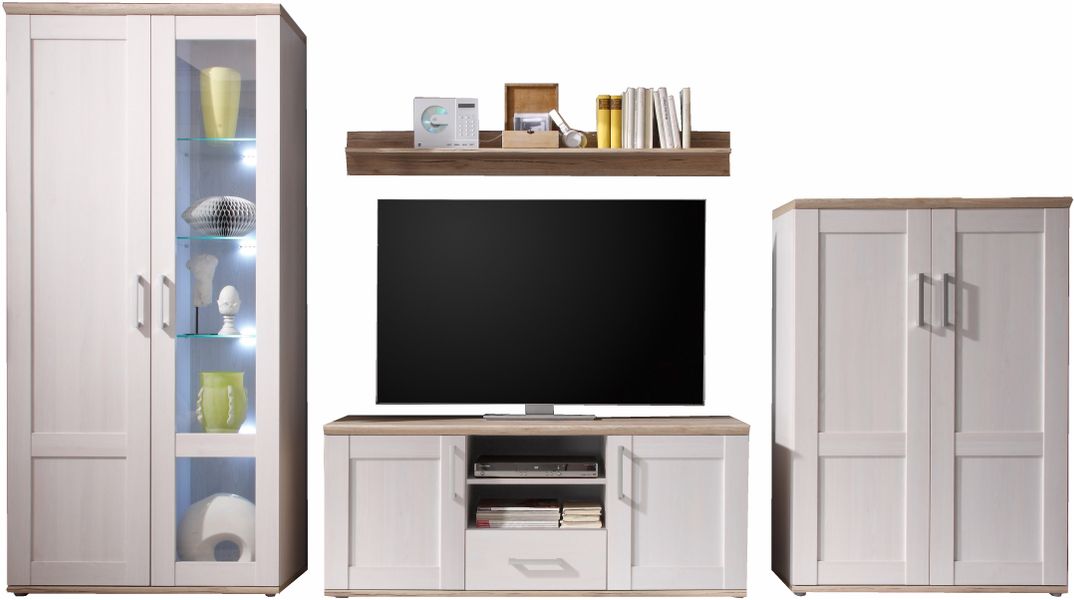 HBZ Wohnwand "Romance Landhaustil inkl. LED-Beleuchtung,BxHxT 329x200x50 cm günstig online kaufen