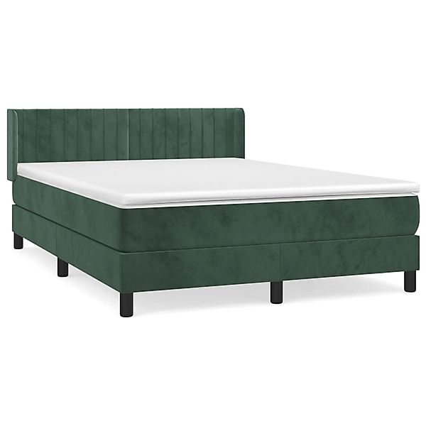 vidaXL Boxspringbett mit Matratze Dunkelgrün 140x200 cm Samt1466811 günstig online kaufen