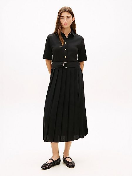 Tommy Hilfiger Hemdblusenkleid GOLD BUTTON MIX MEDIA DRS mit Bindegürtel günstig online kaufen