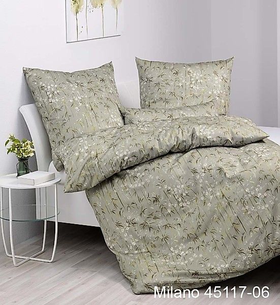 Janine Janine Mako-Satin Bettwäsche MILANO 45117 olivgrün Größe:  155x220 c günstig online kaufen