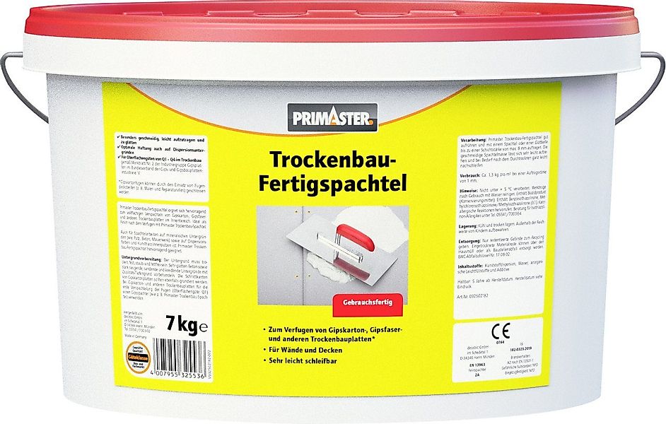 Primaster Spachtelmasse Primaster Trockenbau-Fertigspachtel 7 kg günstig online kaufen