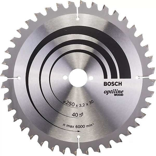 Bosch Kreissägeblatt Optiline Wood für Kapp- und Gehrungssägen Ø 250 mm günstig online kaufen
