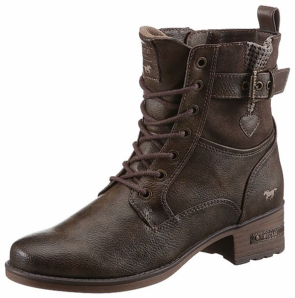 Mustang Shoes Schnürstiefelette, Stiefelette, Herbstschuh mit Zierriemchen günstig online kaufen