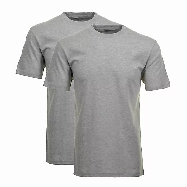 RAGMAN Herren T-Shirt 2er Pack - 1/2 Arm, Unterhemd, Rundhals Grau 7XL günstig online kaufen