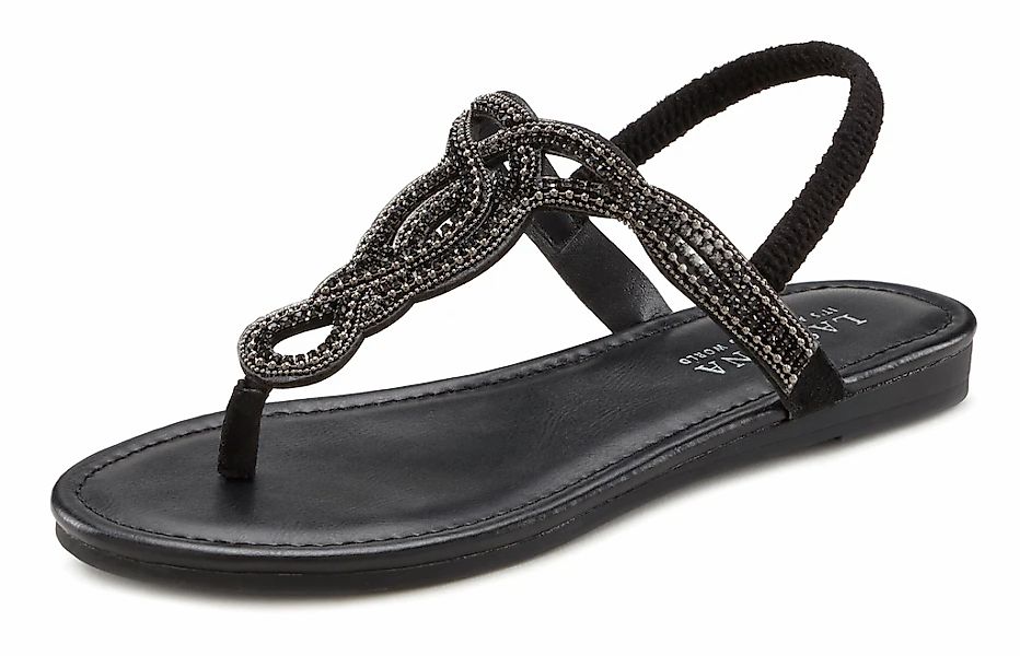 LASCANA Zehentrenner, Sandale, Pantolette mit Schmucksteinen in Glitzer-Opt günstig online kaufen