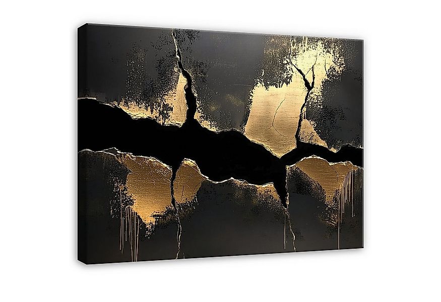 Wallarena Leinwandbild Abstrakt Gold Schwarz Marmor Modern Wandbilder Wand günstig online kaufen
