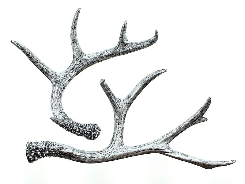 Dekoleidenschaft Dekogeweih aus Polyresin in schwarz / silber 19 + 30 cm la günstig online kaufen