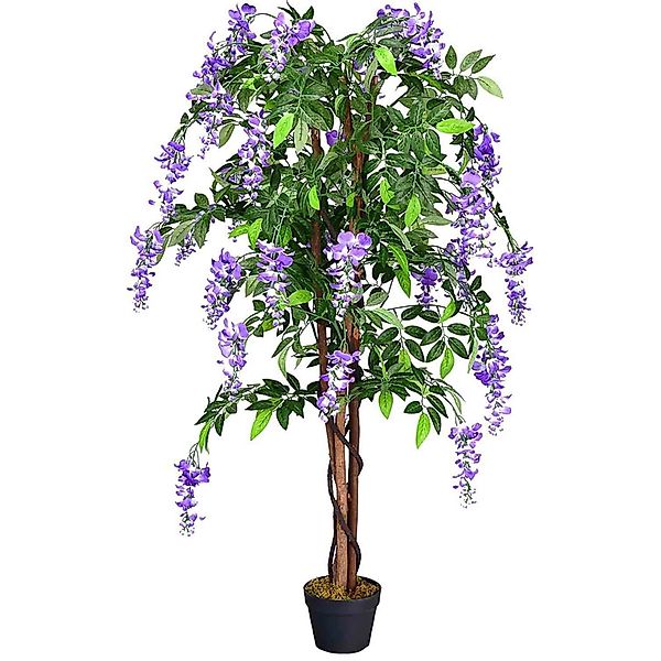 Costway Kunstbaum mit Blüten Zimmerpflanze 150cm Lila günstig online kaufen
