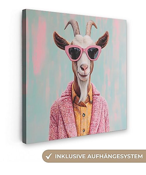 OneMillionCanvasses® Leinwandbild Sonnenbrille - Rosa - Ziege - Anhören, Fo günstig online kaufen
