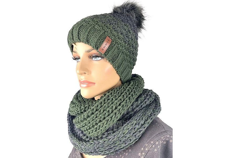 Taschen4life Bommelmütze Damen Mütze & Schal Set 36.64 (2 teilig, gestrickt günstig online kaufen