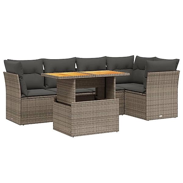vidaXL 5-Tlg Garten-Sofagarnitur mit Kissen Grau Poly Rattan 3270822 günstig online kaufen