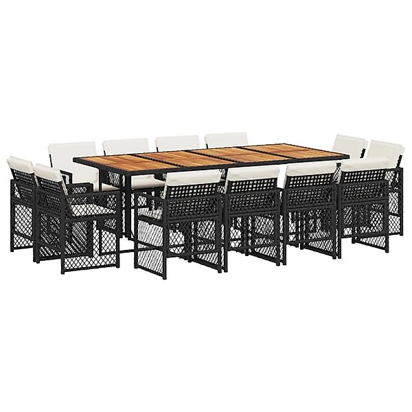 vidaXL 13-Tlg Garten-Essgruppe mit Kissen Schwarz Poly Rattan 3210867 günstig online kaufen