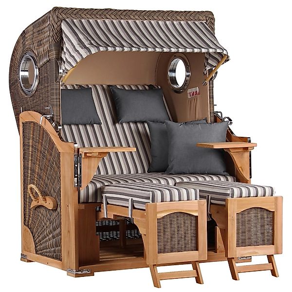 GarWoh Strandkorb Rantum Teak PE Grey Dessin 545 günstig online kaufen
