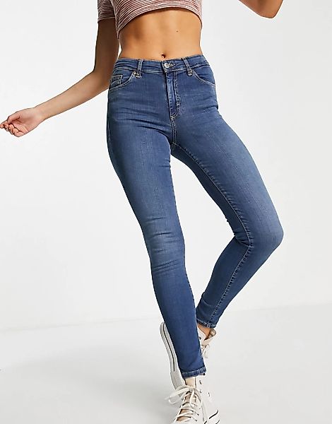 Topshop – Leigh – Jeans in Mittelblau günstig online kaufen