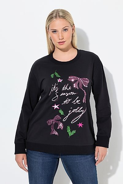 Ulla Popken Sweatshirt Weihnachts-Sweatshirt Schleifen Rundhals günstig online kaufen