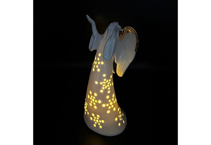 Online-Fuchs LED-Dekofigur Engel aus Porzellan mit goldenen Applikationen & günstig online kaufen