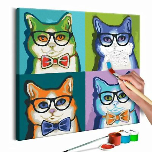 artgeist Malen nach Zahlen Katzen mit Brillen mehrfarbig Gr. 40 x 40 günstig online kaufen