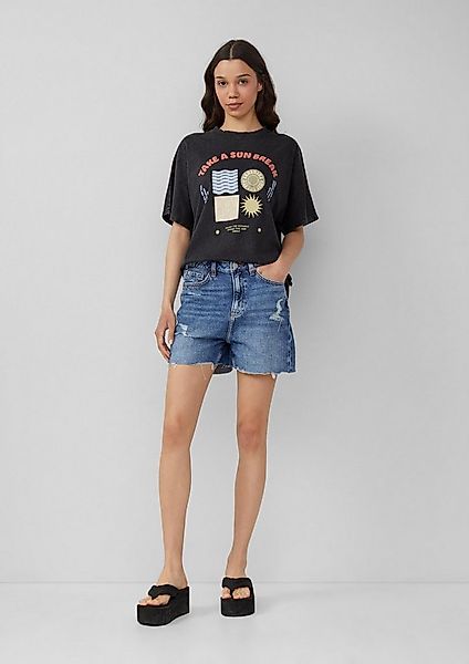QS Jeansshorts Jeans-Hose MOM FIT Jeans-Shorts Mom / Relaxed Fit / High Ris günstig online kaufen