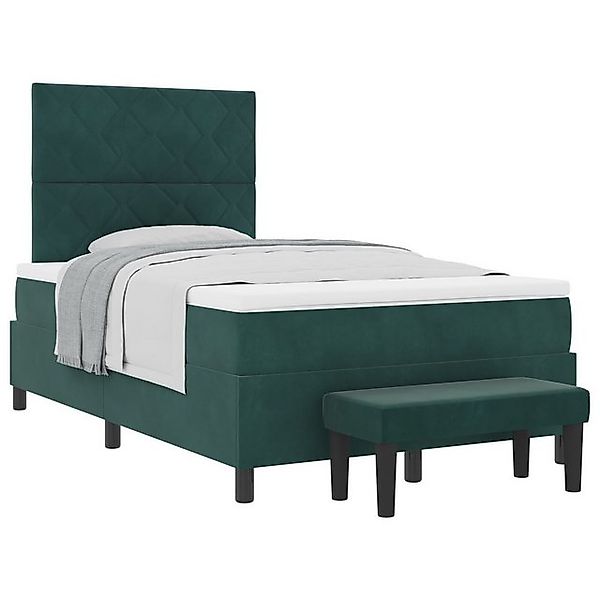 vidaXL Bett Boxspringbett mit Matratze & Bank Dunkelgrün 120x200 cm Samt (2 günstig online kaufen