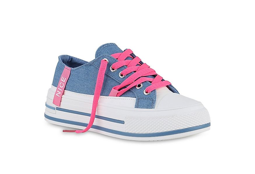 VAN HILL 840989 Sneaker Damen Sneaker Low Schnürer Prints Wedges Stoff günstig online kaufen