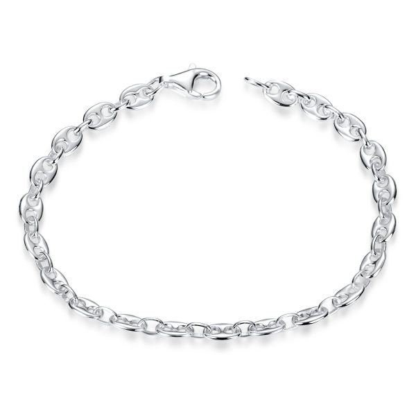 Materia Gliederarmband Damen Silber Bohnenkette flach günstig online kaufen