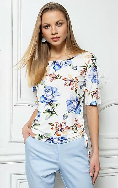 Passioni Print-Shirt Sommer-T-Shirt mit Blumendruck und 3/4-Ärmeln günstig online kaufen