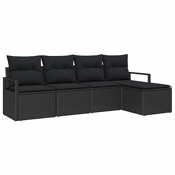 vidaXL Garten-Sofa-Set 5-Tlg Schwarz Poly Rattan 3346343 günstig online kaufen