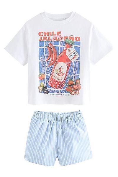 Next Shirt & Shorts Oversized-T-Shirt mit Grafikprint und Webshorts (2-tlg) günstig online kaufen