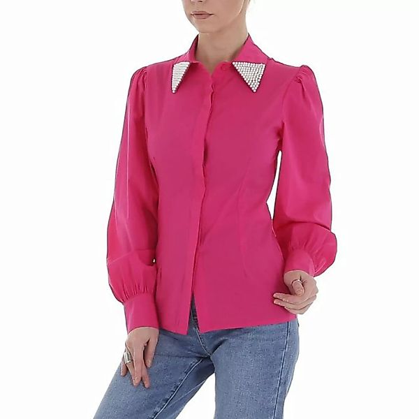 Ital-Design Langarmbluse Damen Elegant Hemd Perlen Bluse in Pink günstig online kaufen