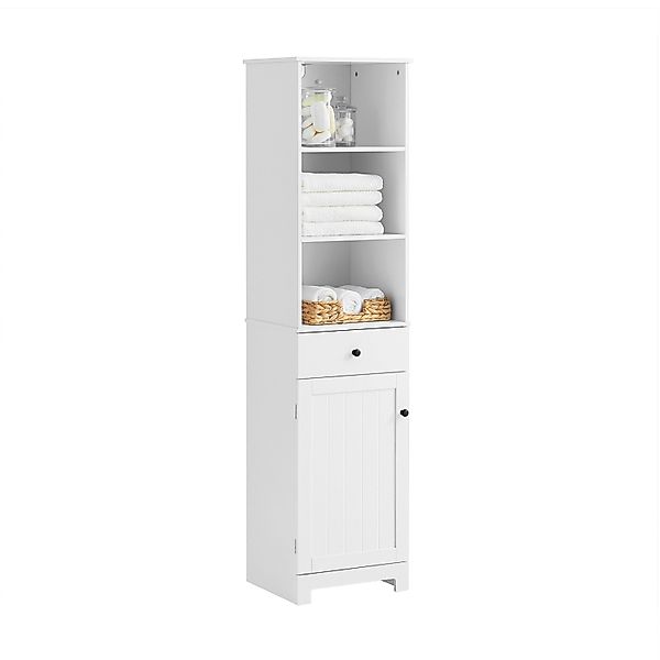 SoBuy Badezimmerschrank Hochschrank mit 3 offenen Fächern 40x161x35cm Weiß günstig online kaufen