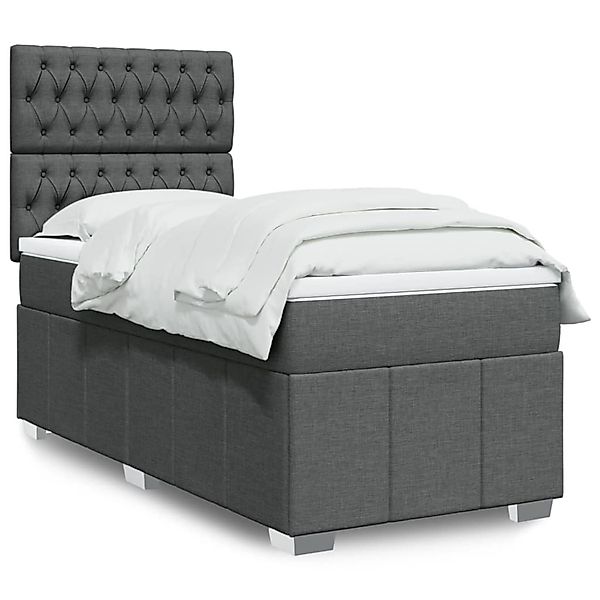 vidaXL Boxspringbett mit Matratze Dunkelgrau 90x200 cm Stoff 3293859 günstig online kaufen