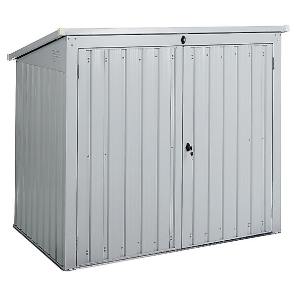 Beliani Gerätehaus mit Holzunterstand MOENA Hellgrau 96x158x134 günstig online kaufen