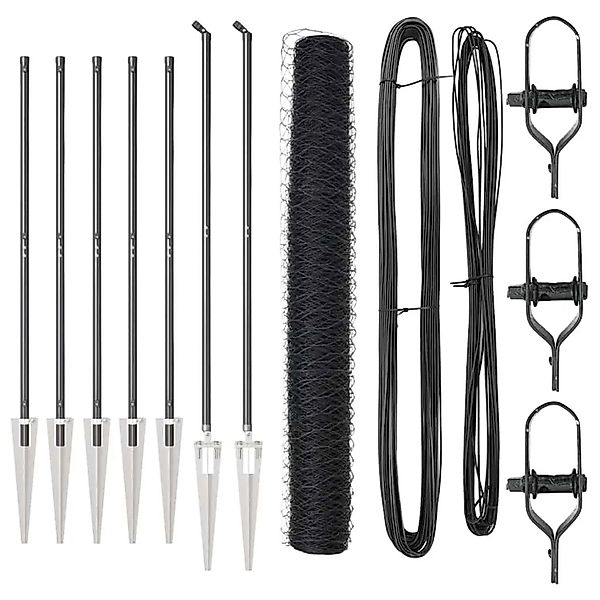 vidaXL Zaunpfosten Grau 10 x 1,4 m 50 mm Maschen Stahl und PVC 3353210 günstig online kaufen