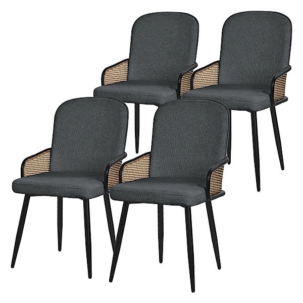 ML-Design Esszimmerstühle 4Er Set Anthrazit Stoffbezug - Rattan-Optik günstig online kaufen
