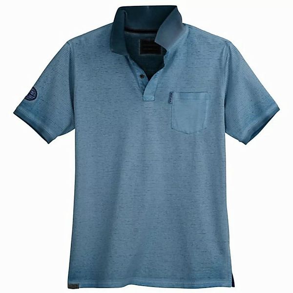 redfield Poloshirt Redfield Used Look Poloshirt Übergröße blau geringelt günstig online kaufen