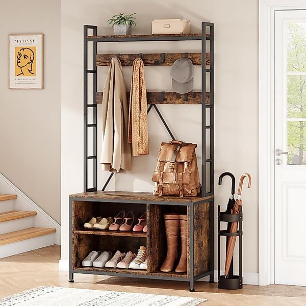 GarveeMore Garderobenständer 5-in-1 mit Schuhbank,3 Etagen günstig online kaufen
