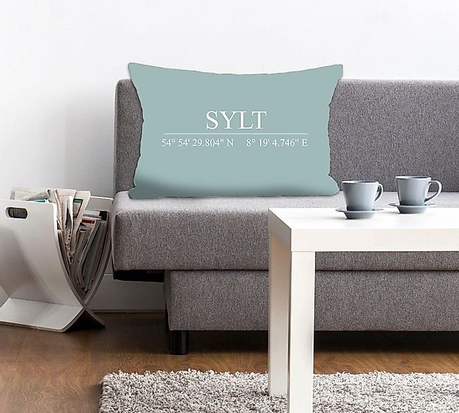 queence Dekokissen »Sylt«, Kissenhülle,Sylt Schriftzug,Sylt,Koordinaten,Nor günstig online kaufen