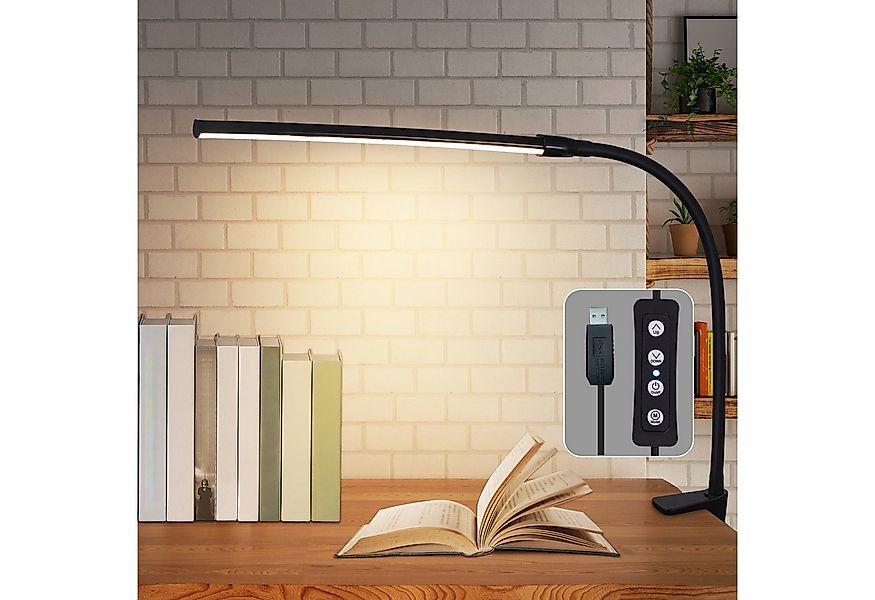 Nettlife LED Tischleuchte Schwarz/Weiß Dimmbar 5W Klemmbar mit Ladefunktion günstig online kaufen