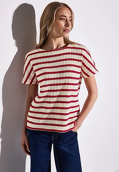 STREET ONE Kurzarmpullover, gestreift, in Struktur-Optik günstig online kaufen