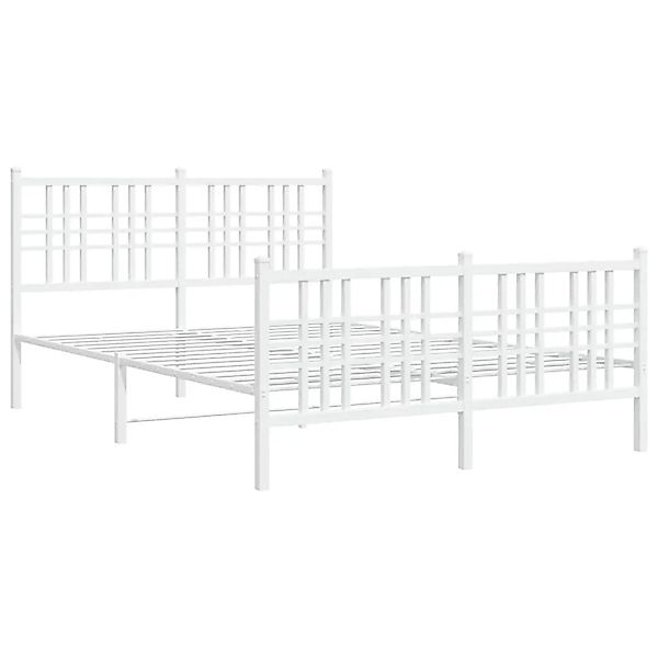 vidaXL Bettgestell mit Kopf- und Fußteil Metall Weiß 140x190 cm 376391 günstig online kaufen