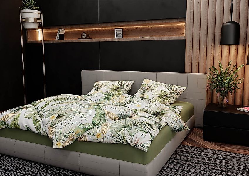 BETTWAESCHE-MIT-STIL Bettwäsche Mako Satin Bettwäsche Blätter günstig online kaufen