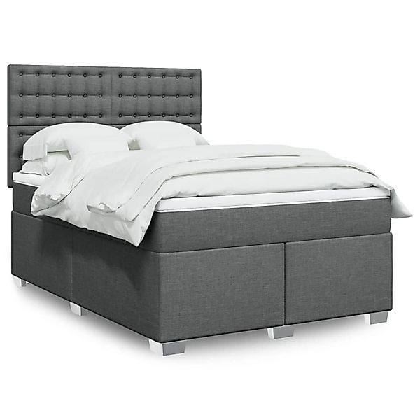 vidaXL Boxspringbett mit Matratze Dunkelgrau 160x200 cm Stoff 3292854 günstig online kaufen