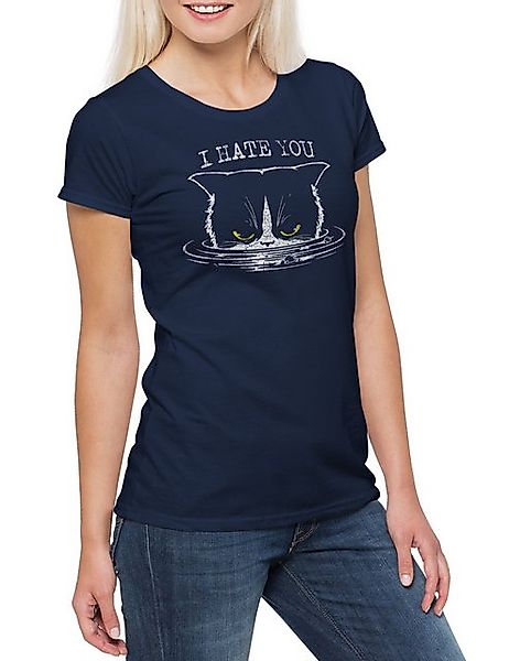 Urban Backwoods Print-Shirt I Hate You Cat Damen T-Shirt Cats Cat Katze Kat günstig online kaufen