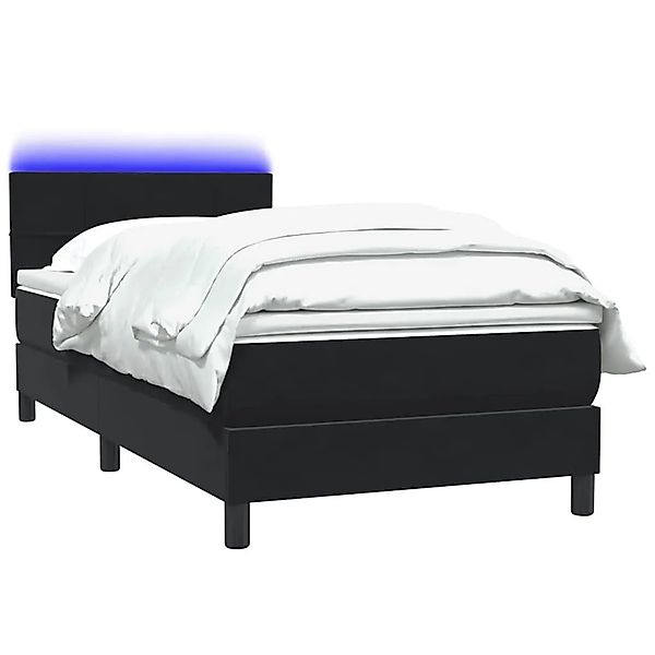 vidaXL Boxspringbett mit Matratze & LED Schwarz 90x210 cm Samt 3316865 günstig online kaufen