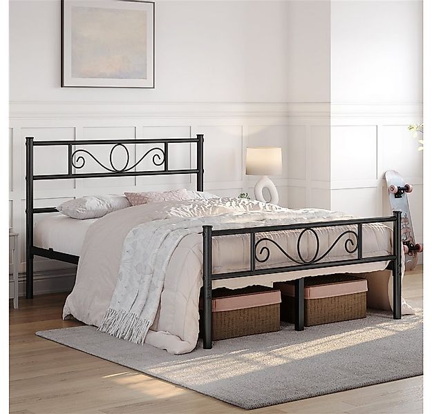 Yaheetech Bettgestell Metallbett mit Kopfteil, Einzelbett/Doppelbett Metall günstig online kaufen